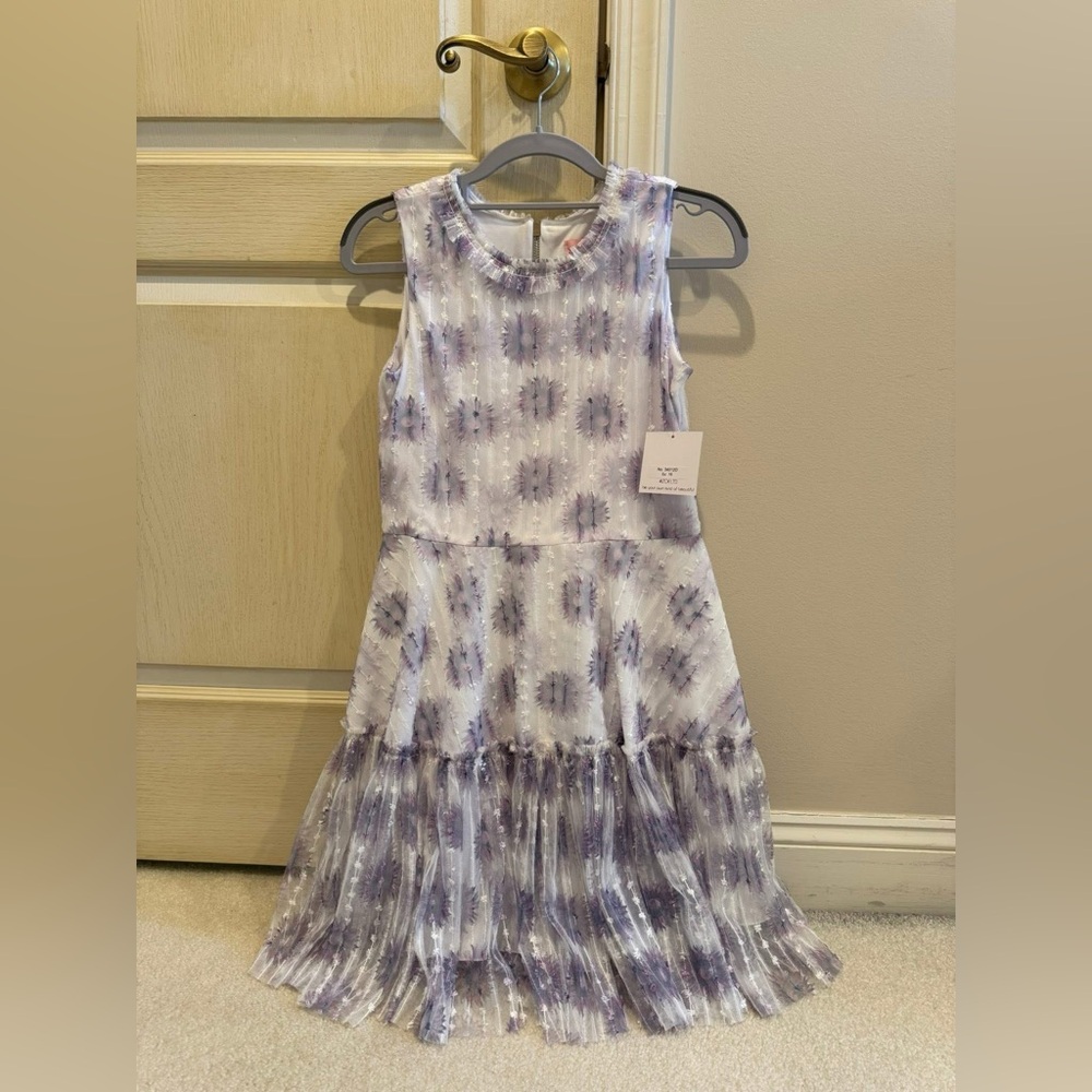 Zoe Ltd White and Lavender Floral Sleeveless Dress
